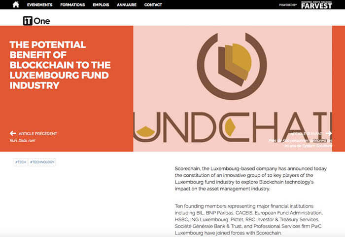 Cover IT One - THE POTENTIAL BENEFIT OF BLOCKCHAIN TO THE LUXEMBOURG FUND INDUSTRY
