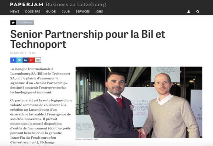 Cover Paperjam - Senior Partnership pour la BIL et Technoport