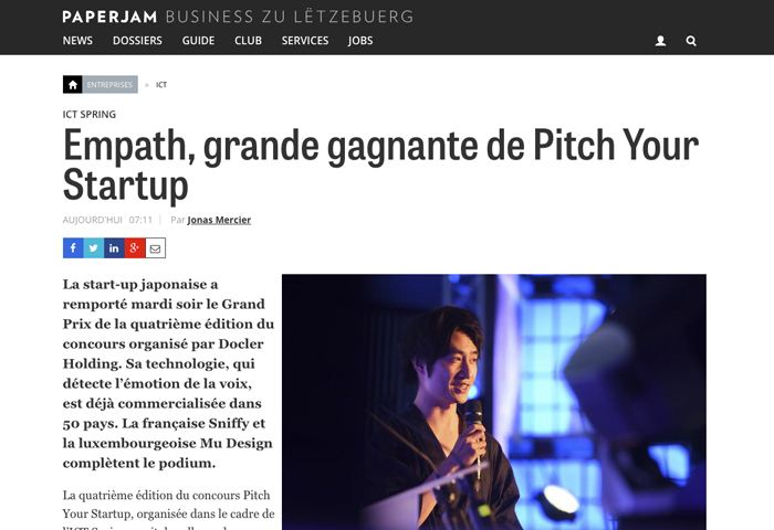 Cover Paperjam - Empath, grande gagnante de Pitch Your Startup