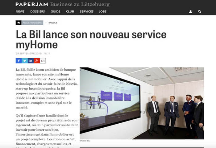 Cover Paperjam - La BIL lance son nouveau service myHome
