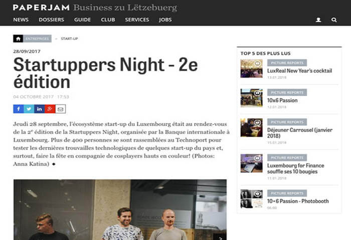 Cover Paperjam - Startuppers Night - 2e édition