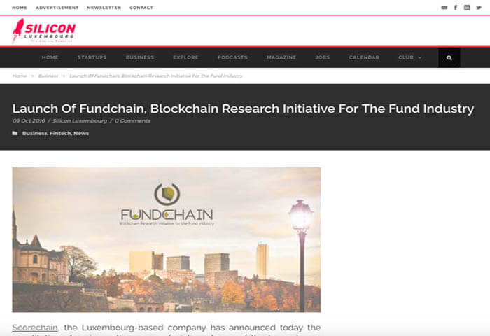 Cover Silicon Luxembourg - Launch Of Fundchain, Blockchain Research Initiative For The Fund Industry