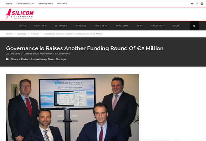 Cover Silicon Luxembourg - Governance.io Raises Another Funding Round Of €2 Million